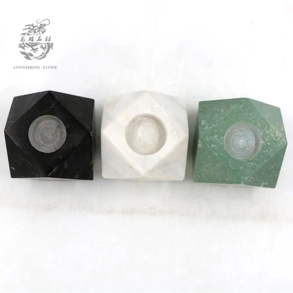 natural stone candle holder 9 cm Marble polyhedral candlestick candle jars