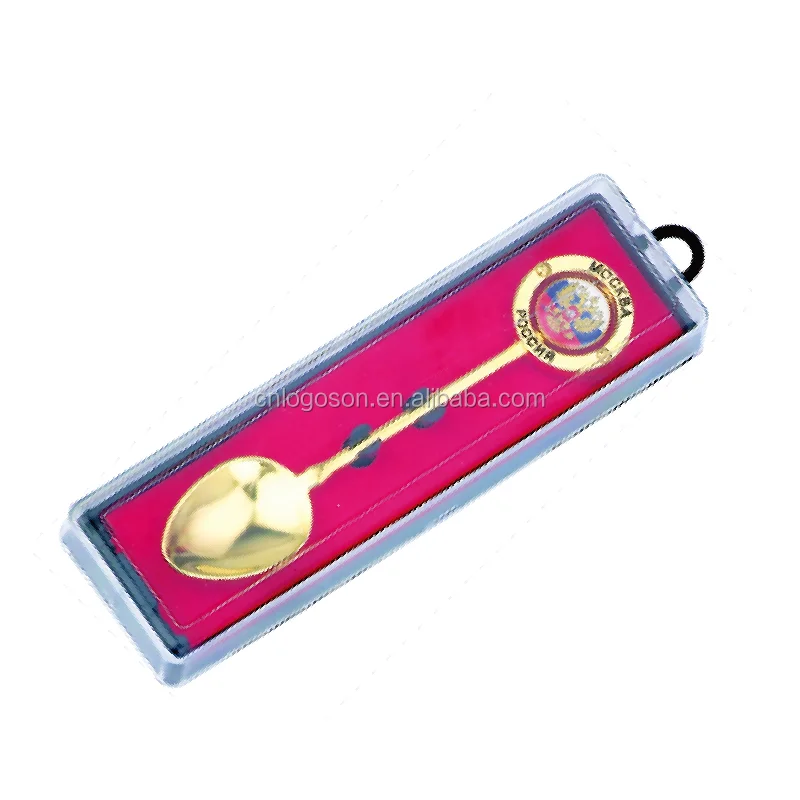 Moscow Russia souvenirs shiny golden custom metal souvenir spoon