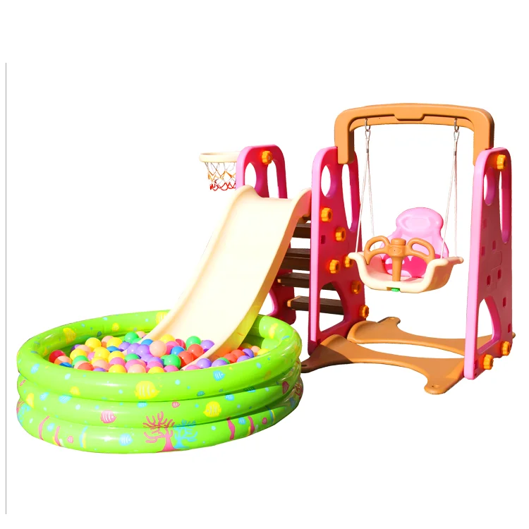 Kindergarten Indoor plastic slide and swing playground equipment set for kids