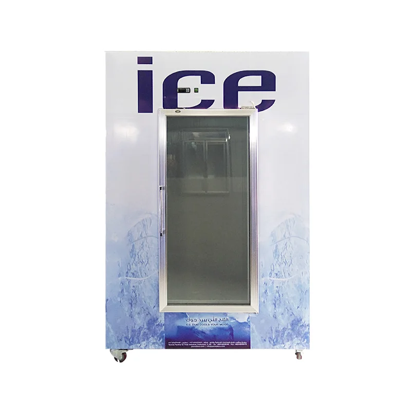 glass door auto defrost deep freezer cold storage bagged ice merchandiser