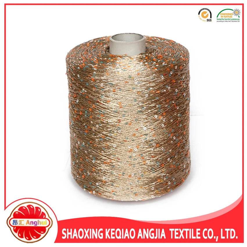 
Oeko Tex china supplier wholesale fancy glitter yarn sequins yarn for knitting scarf acrylic polyester blended 
