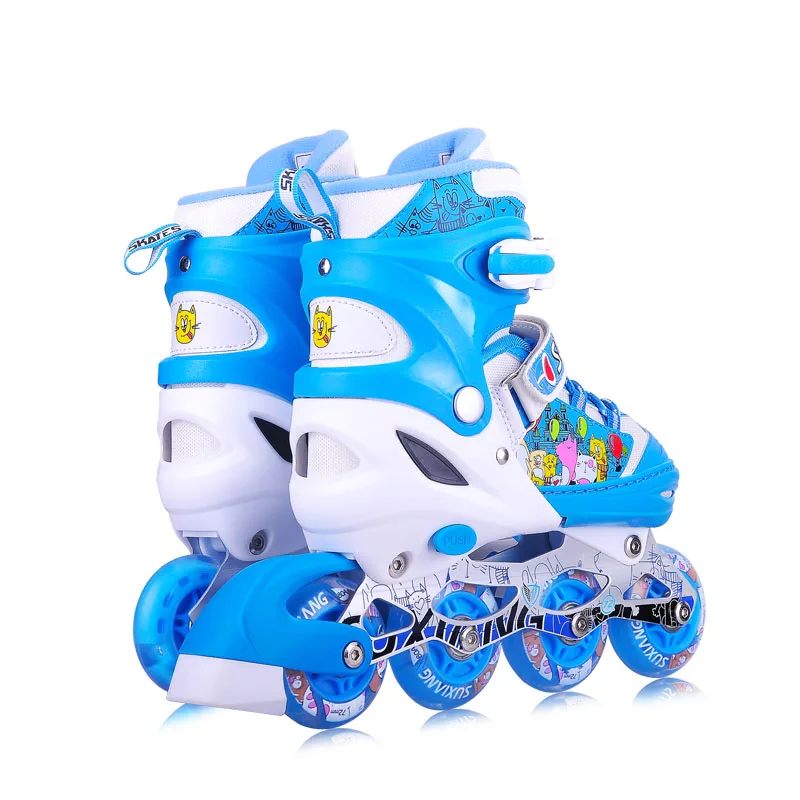 Kids pink color 4 wheels in line  adjustable push 4 yard inline skates roller skates for funny