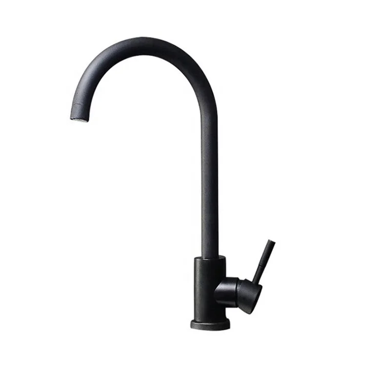 Supply Contemporary Deck Mounted Matte Black Faucet Kitchen Water Sink Faucet Mixer Tap Kitchen Stainless Steel 304 OEM Service