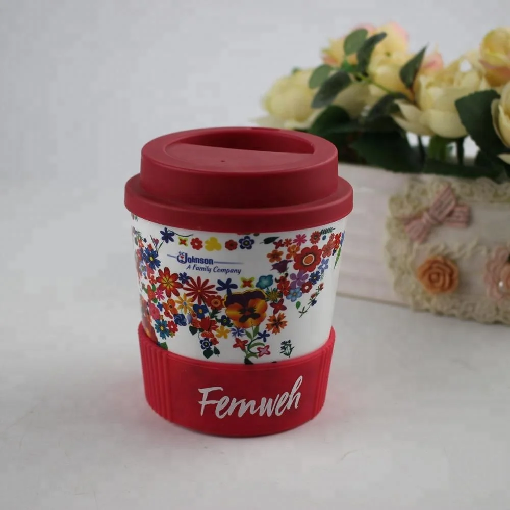 Beauty 8oz plastic coffee mug with Silicone rubber