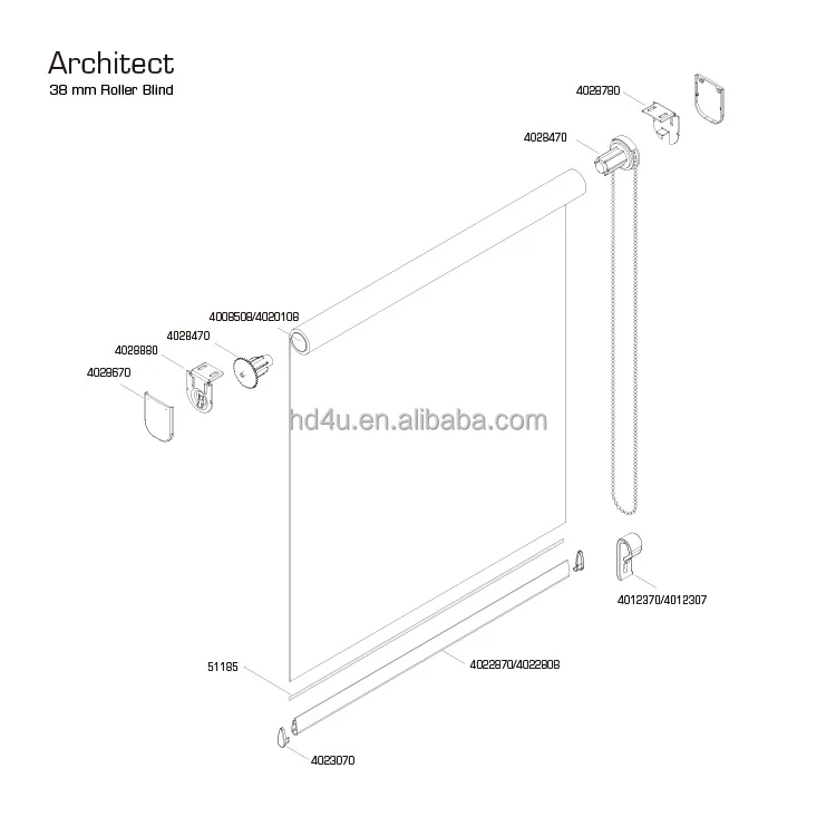 High quality 38mm system light filtering Daylight roller blinds window child safety Customized size