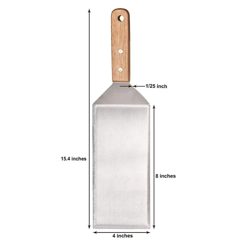 Stainless Steel Metal Spatula Set - Teppaniyaki Spatlas - Griddle Scraper Flat Spatula Pancake Flipper Hamburger Turner
