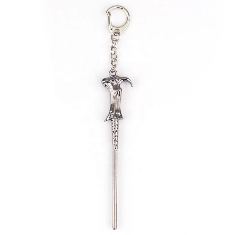 Hot Selling Metal Keychains Custom Magic Wand Keychain Stick Mace 3D Zinc Alloy Antique Keyring Same Kind of Famous Movie Weapon