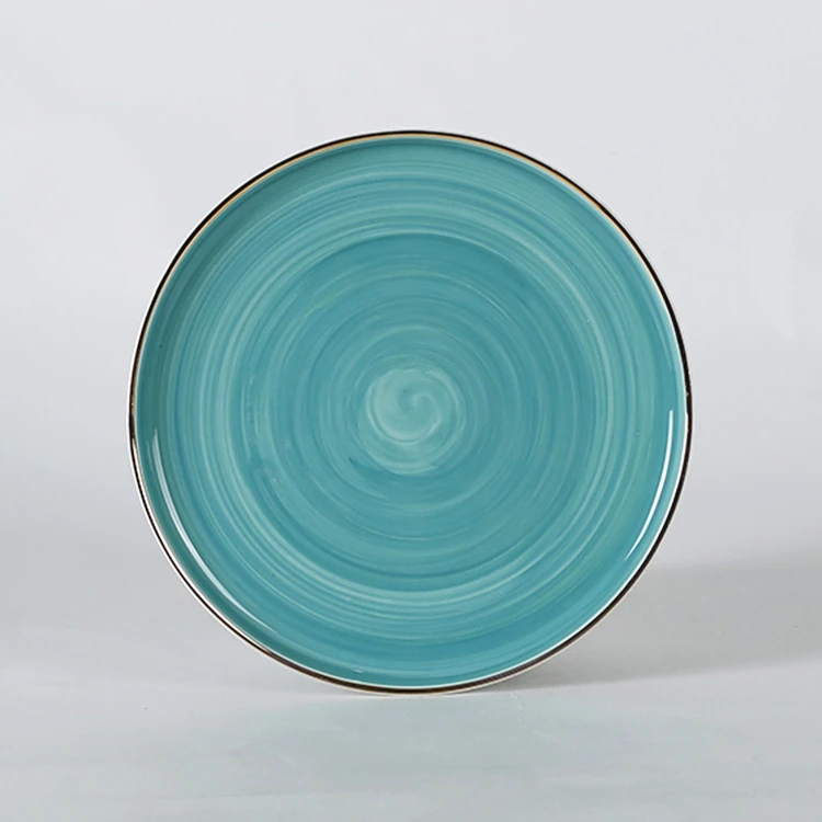 
Wholesale tableware hand painted decorative cheap porcelain pasta plates with gold line 
