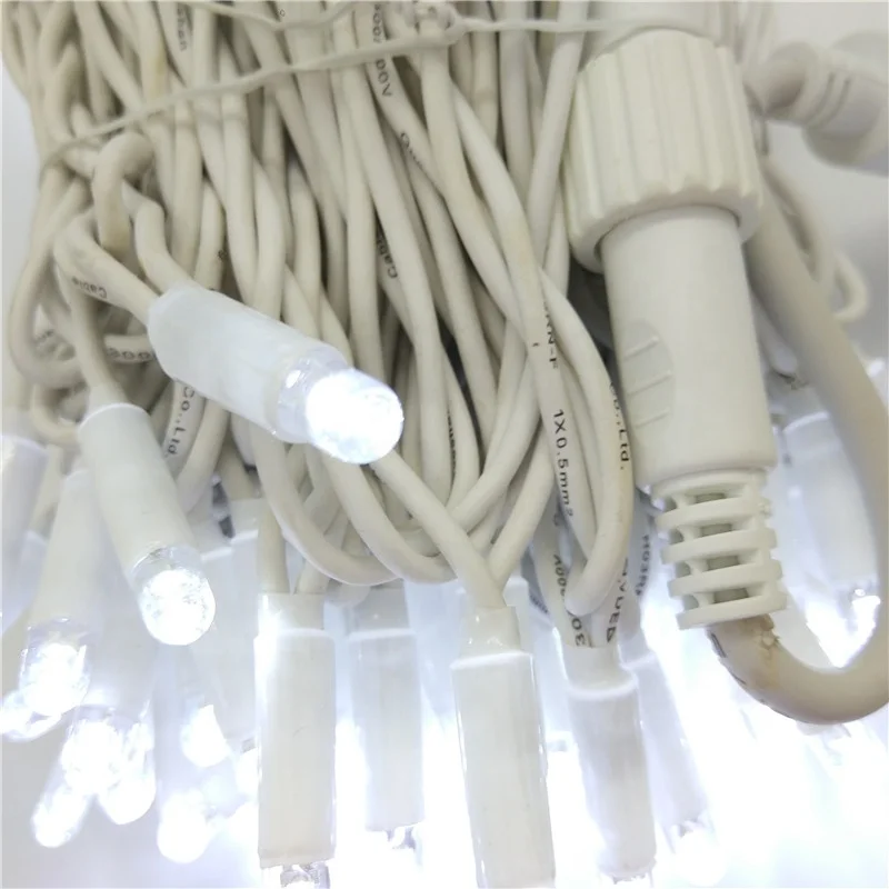 10m 100 LED Garland Christmas Tree Rubber Cable Connectable European Uk Plug Strong Rope String Light Chain For Outdoor