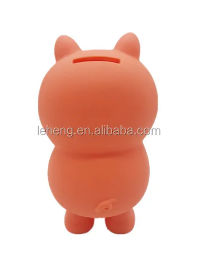 manufacturers direct original best sell plastic pig shape with a soft and wocie nose orange money collection piggy bank for kids
