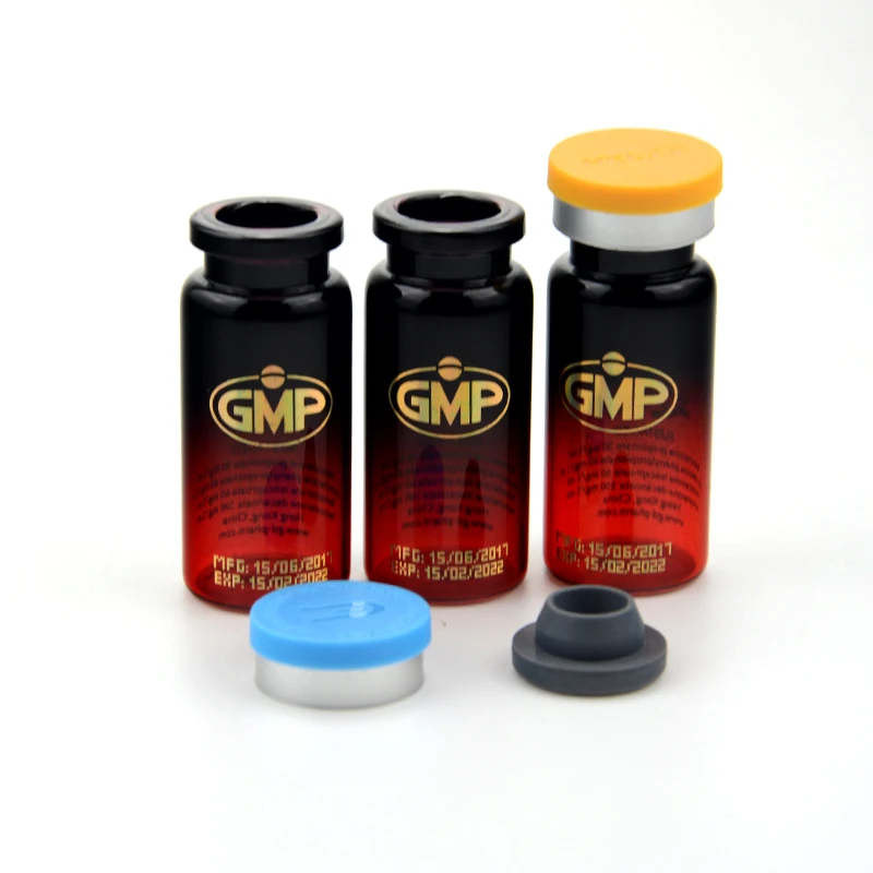 Custom injection vials glass 10ml amber glass vial with printing medicine glass vial