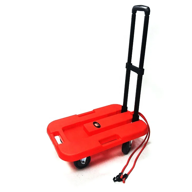 Foldable steel 4-wheel muted flatbed heavy moving airport luggage cart/trolley/roller for warehouse