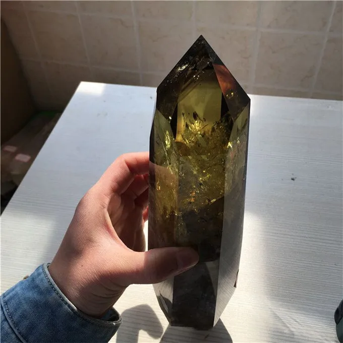 Натуральная большая Дымчатая кварцевая кристаллическая палочка для