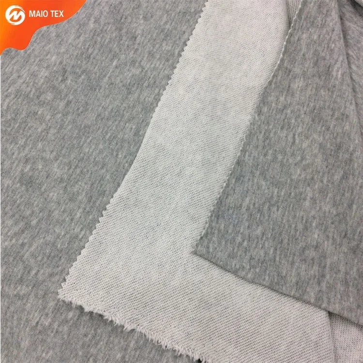 heather grey new pattern brushed 100% cotton french terry knitted fabric for shirts