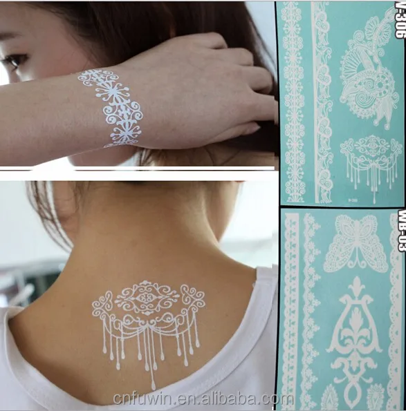 2016 Fashionable high quality lace black and white henna tattoo