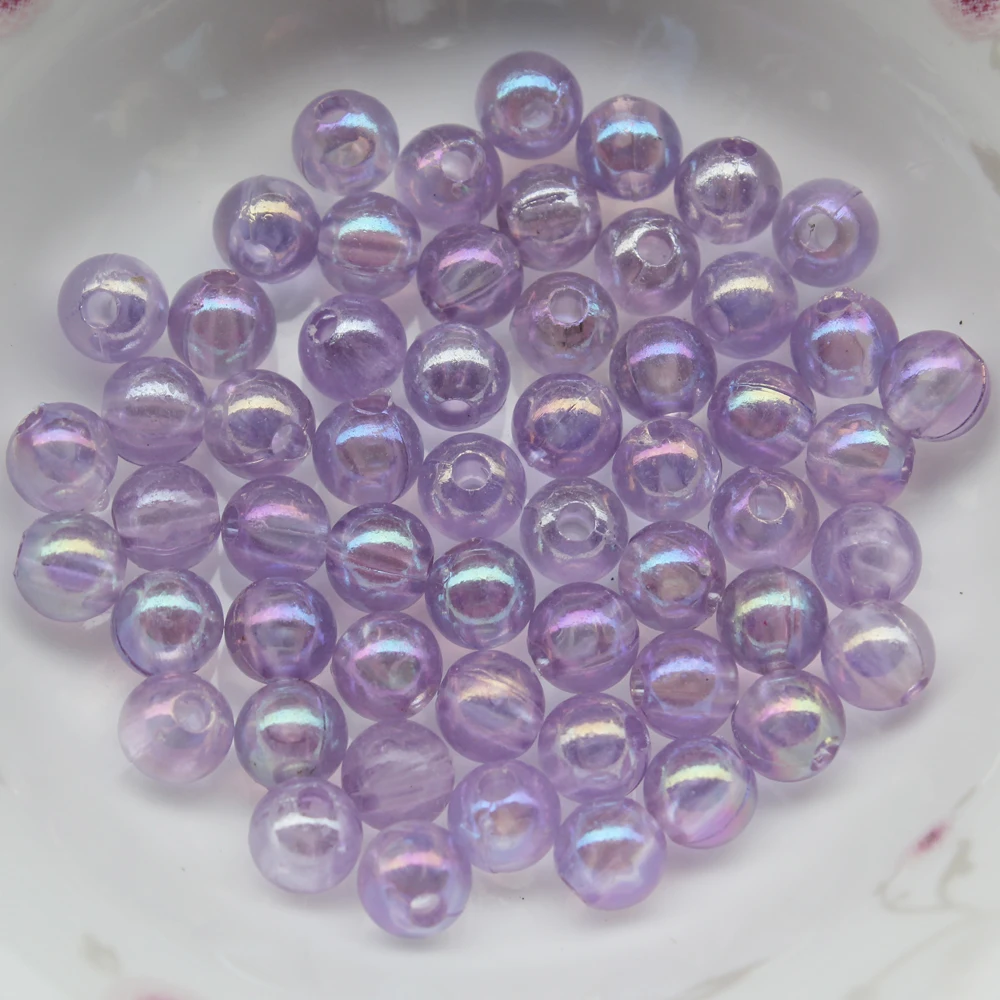 4mm 6mm 8mm 10mm 12mm 14mm 16mm 18mm 20mm AB Color Round Acrylic Bead Loose Spacer Beads For Jewelry Making DIY Bracelet