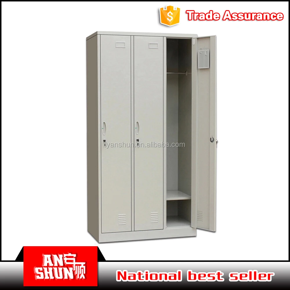 hot sale clothes storage cabinet  used 3 door locker wardrobe metal clothing cupboard metal steel locker cabinet for gym