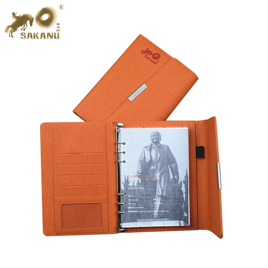 Деловой дневник из искусственной кожи, складной журнал, записная книжка с портативным зарядным устройством
