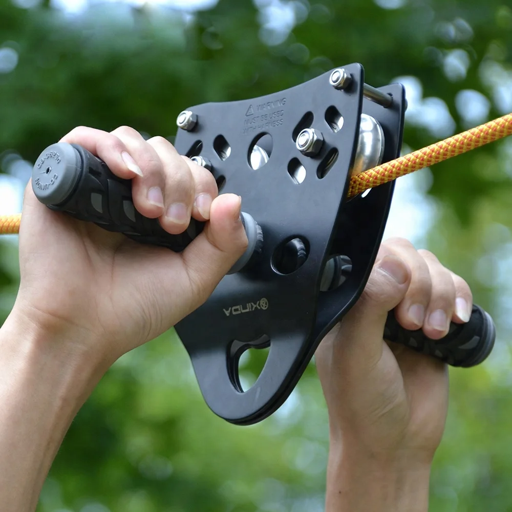 XINDA 45kN climbing  pulley with handle for  tyrolean traverse crossing