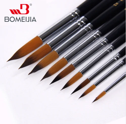 BOMEIJIA New Products 9pcs Long Handle Nylon Watercolor Paint Brushes Gouache Acrylic Painting Brush Pen Art Supplies