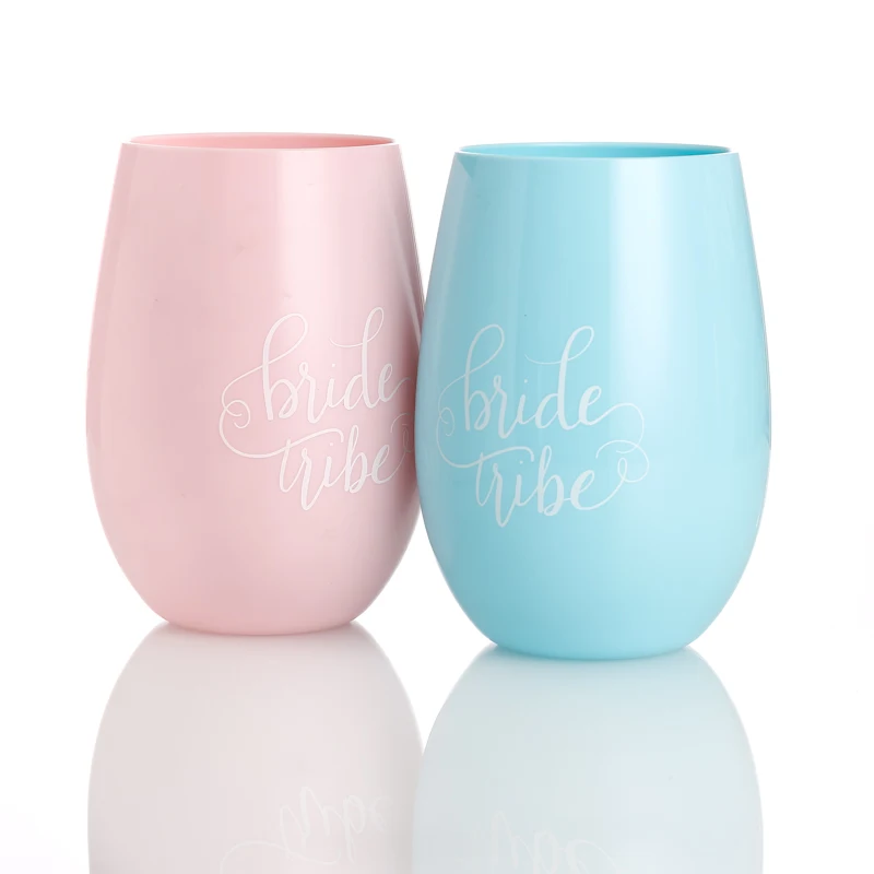 Plastic Wine Glasses Stemless Wine Cup 16 ounce  Clear Plastic Unbreakable Wine Glasses Disposable Reusable