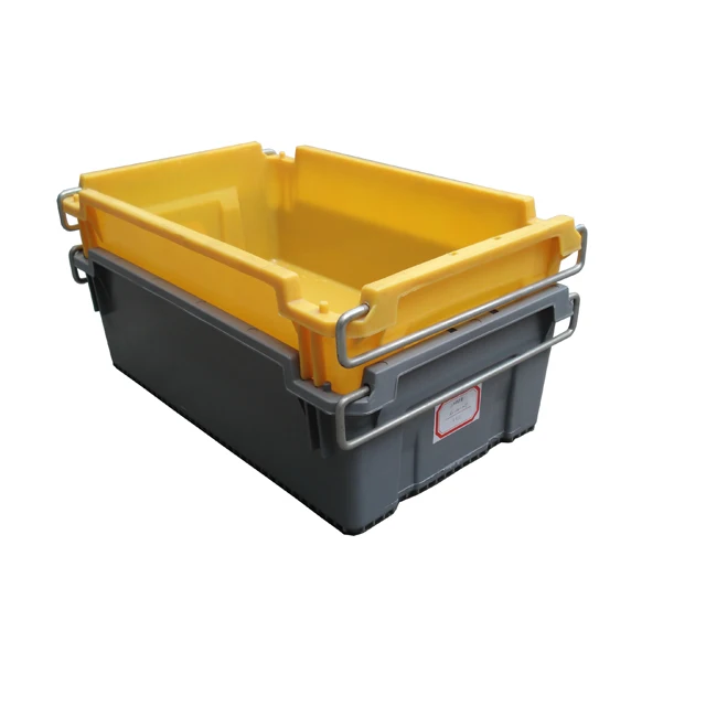720*430*240mm Plastic crate Heavy Duty with 2 Side Steel Handle for Moving House