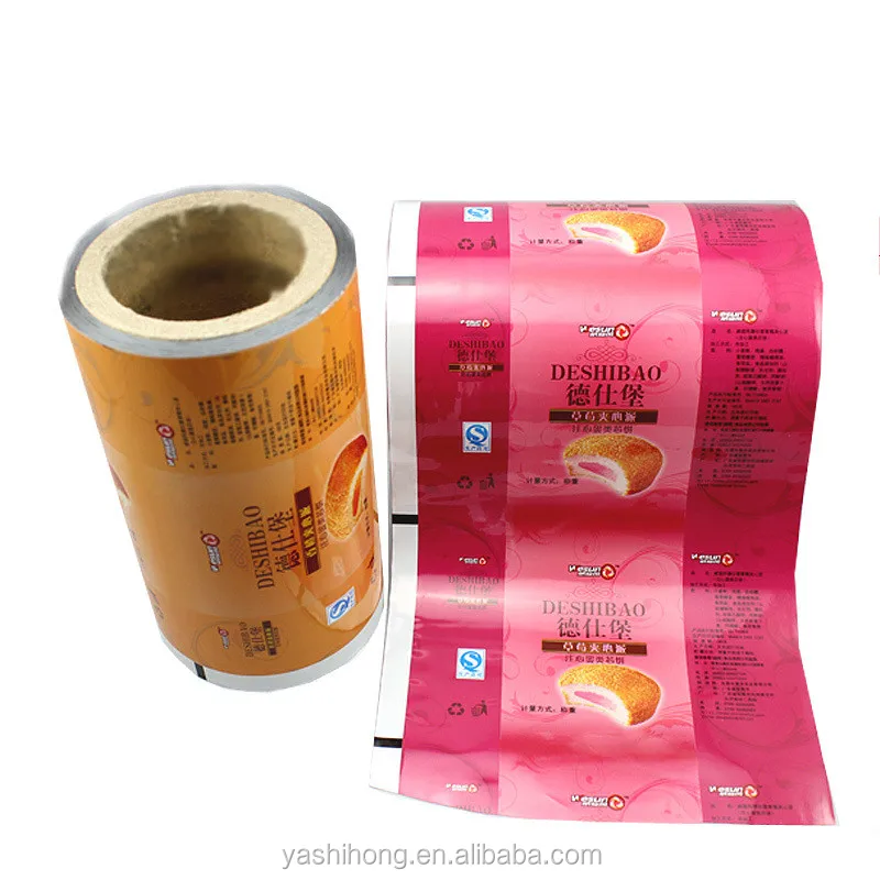 Custom Printed Moisture Barrier Plastic Aluminum Laminated Foil Food Wrap Pouch Film for Packaging Cake Bread