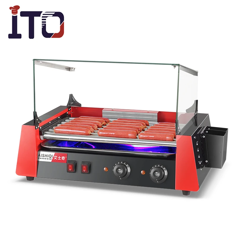Snack Equipment Automatic Restaurant Fast Food Sausage Machine,Electric Rang Warmer Hot Dog Grill Roller Machine on Sale