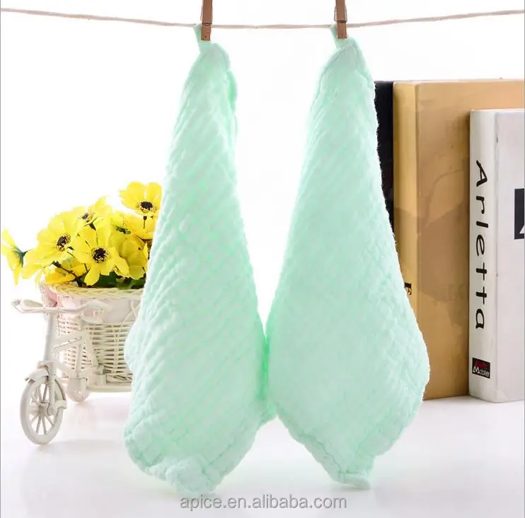 
Organic cotton soft solid color wrinkle swaddling baby muslin washcloths 