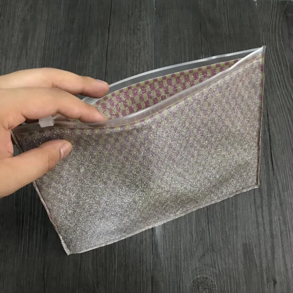 Newest Type Transparent Soft Pvc Glitter  Stationery Pencil Pouch Waterproof Mobile Phone Pouch Vinyl Zipper Bags