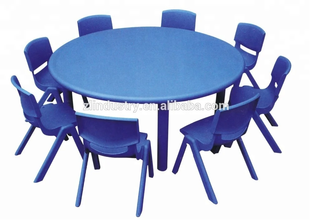 School moulded plastic round study reading eating desk and bench weight for kids