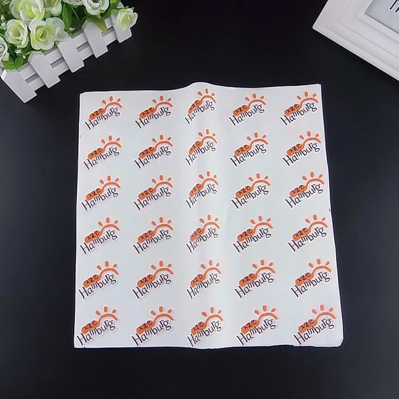 
custom printed greaseproof fast food wrapping paper 