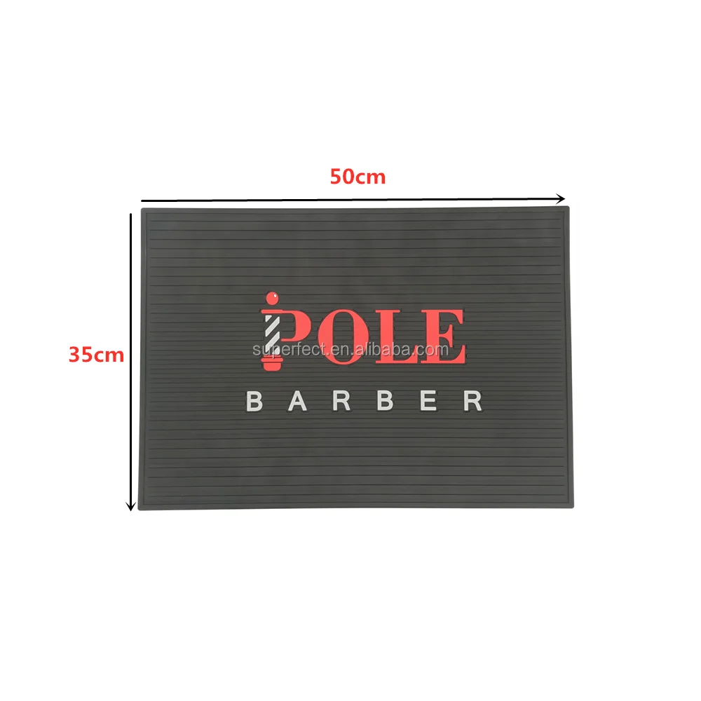 Custom design non-slip pvc rubber barber station mats barber accessories
