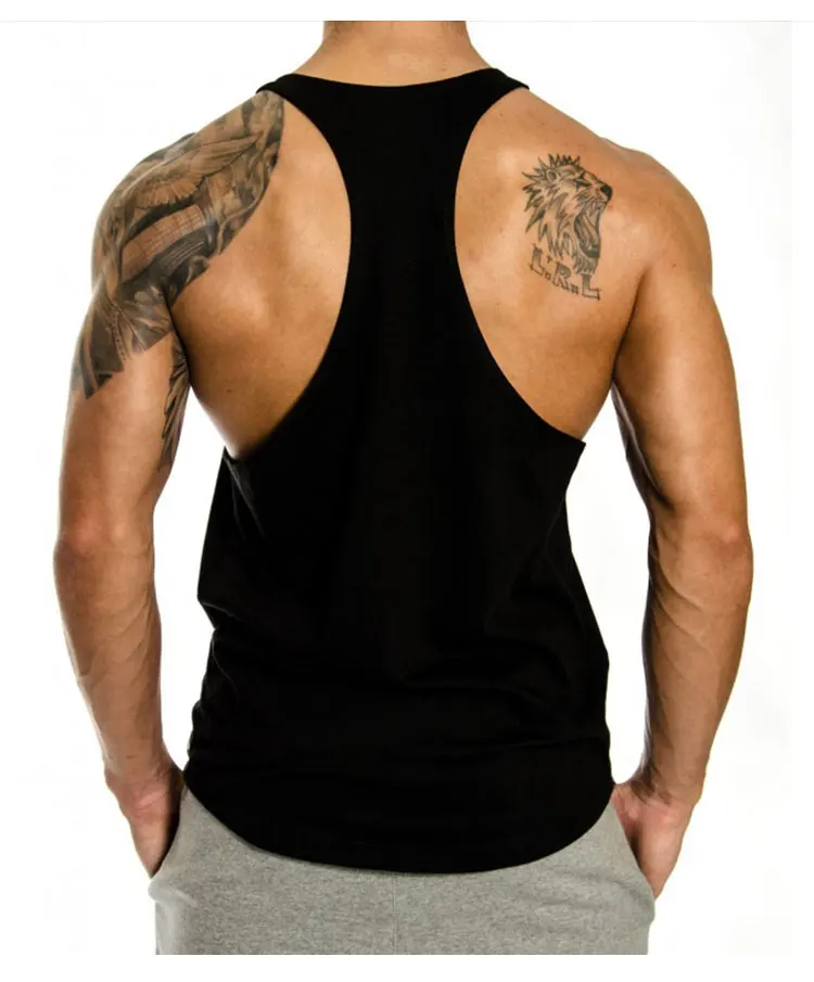 
Wholesale Man 100% Cotton Black Tank Tops Man Print Sleeveless Tank Tops Customized Cheap Vest for Promotion 
