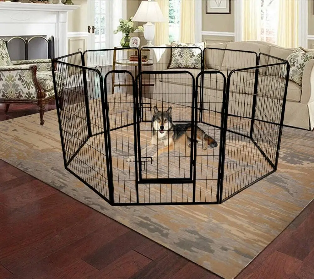 USA Warehouse 8-Panel Safe Gate Lock Cheap Outdoor Large Folding Retractable Metal Pet Dog Playpen Fence