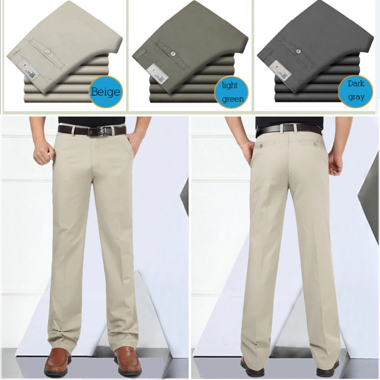 Мужские повседневные брюки цвета хаки прямые деловые брюки большого размера в наличии Бежевая Одежда для отца хлопковые брюки с высокой талией оптовая продажа дешево