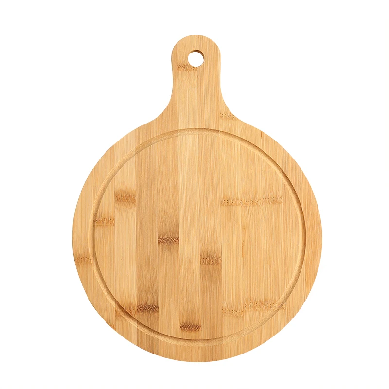 
Homemade Large Round Available Cutting Board Bamboo Wood Pizza Peel 