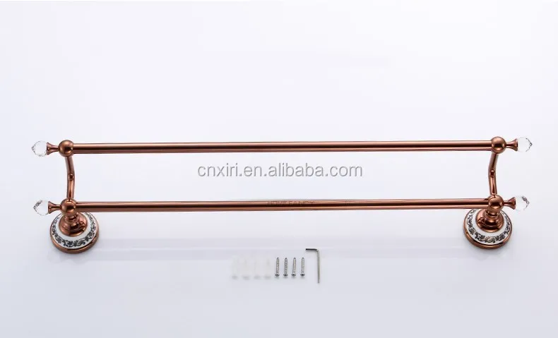 
Golden brass towel racks with blue and white porcelain and diamonds 
