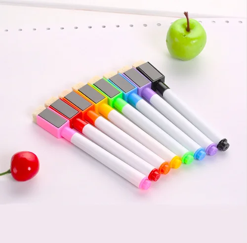 Рекламные ручки, стираемые магнитные маркеры на сухой белой доске со встроенным ластиком, офисные и школьные принадлежности, магнитный маркер для страниц