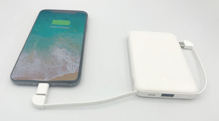 
Slim portable card power banks 5000mah Built-in micro cable and Type-C cable and adapter for iPhone 