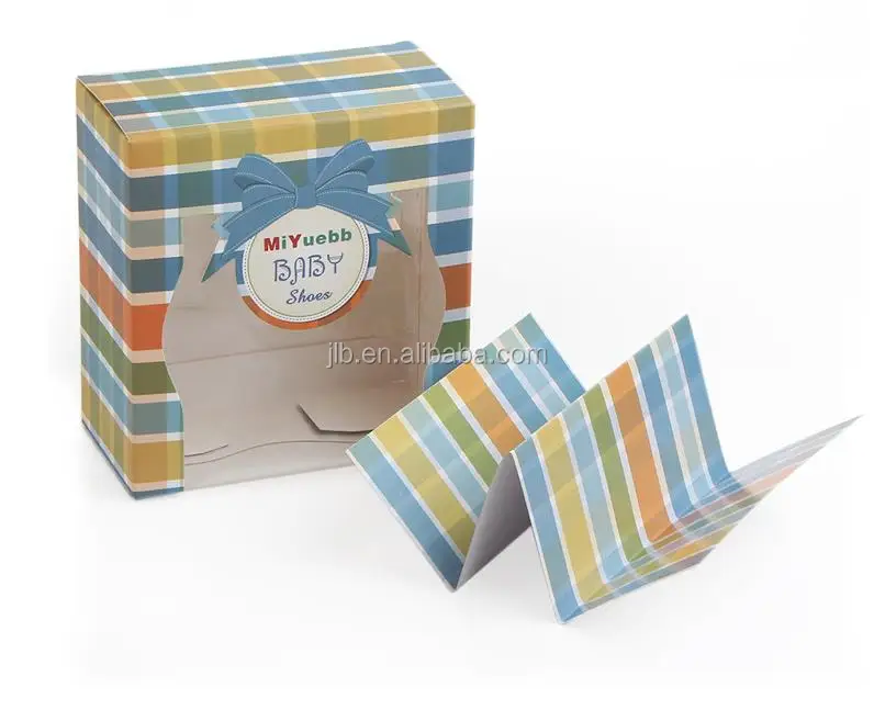 Custom baby shoes display cardboard box packaging with PVC plastic window