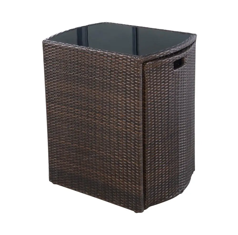 Uplion 3pcs High Quality Bistro Set For Patio Balcony And Pub Rattan Chair Table Cube Table Set