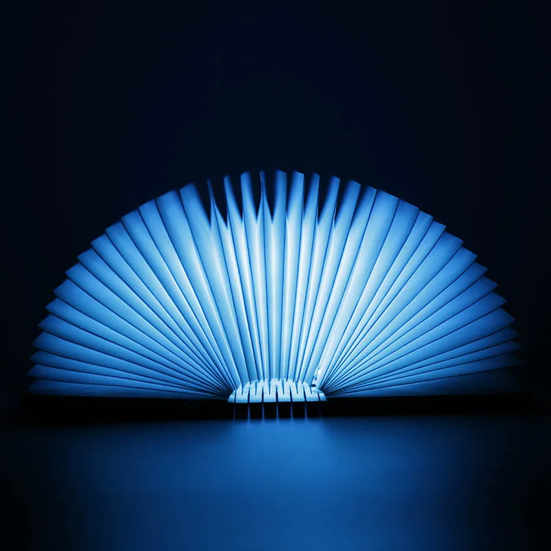 
walnut wood reading Folding Book Light Colorful USB Rechargeable Book Shape Light 