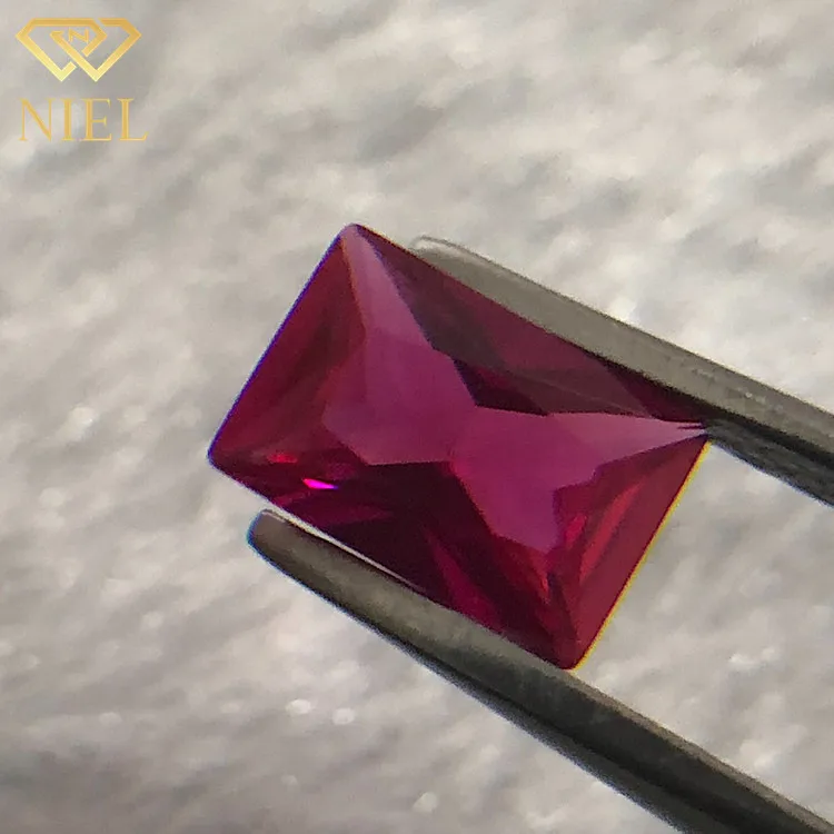 Red synthetic gems 5# rectangular 4x6mm corundum rubies baguette small stone rectangle cut ruby