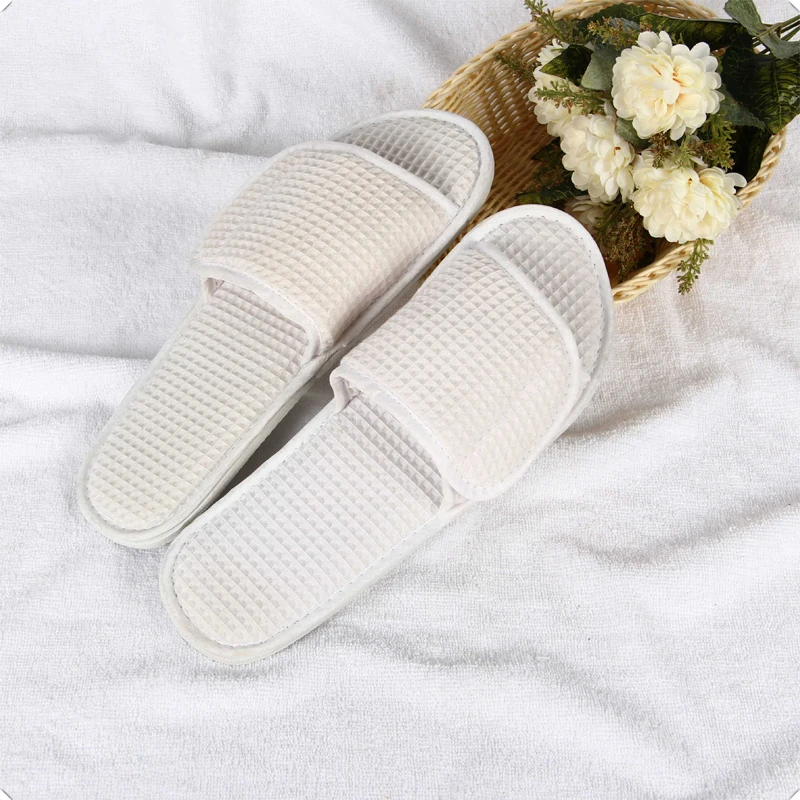 Logo Custom Made Cotton Waffle Non-slip Slipper Hotel bathroom Slipper