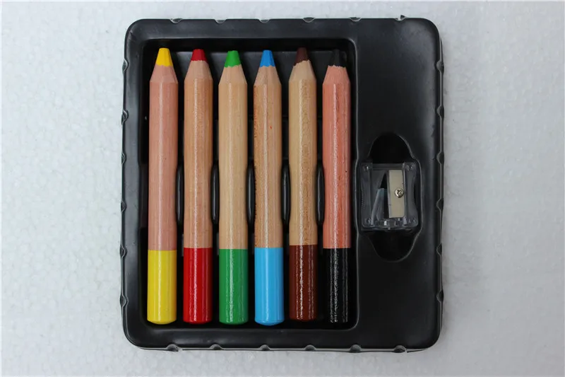 3-in-1 Jumbo Woody Caryon Color Pencil Round and Hexagonal Watercolor Crayon for Baby School Use Made of Paper