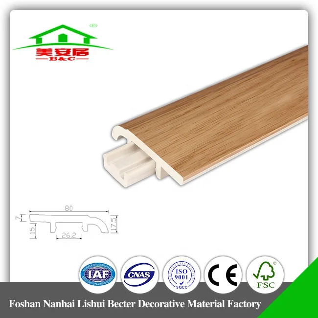 PVC Wood Grain Skirting Board for Interior Decoration