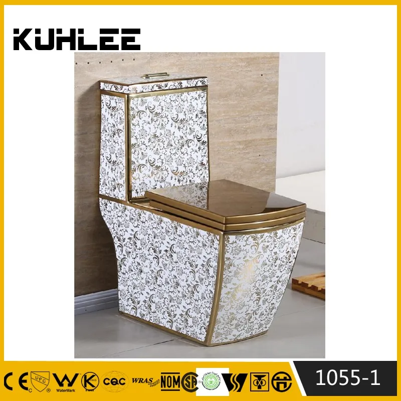 New sanitary ware gold toilet ceramic washdown one piece gold toilet wc