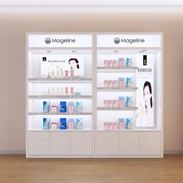 Factory customized cosmetic display cabinet showcase for hair and skin care shop store