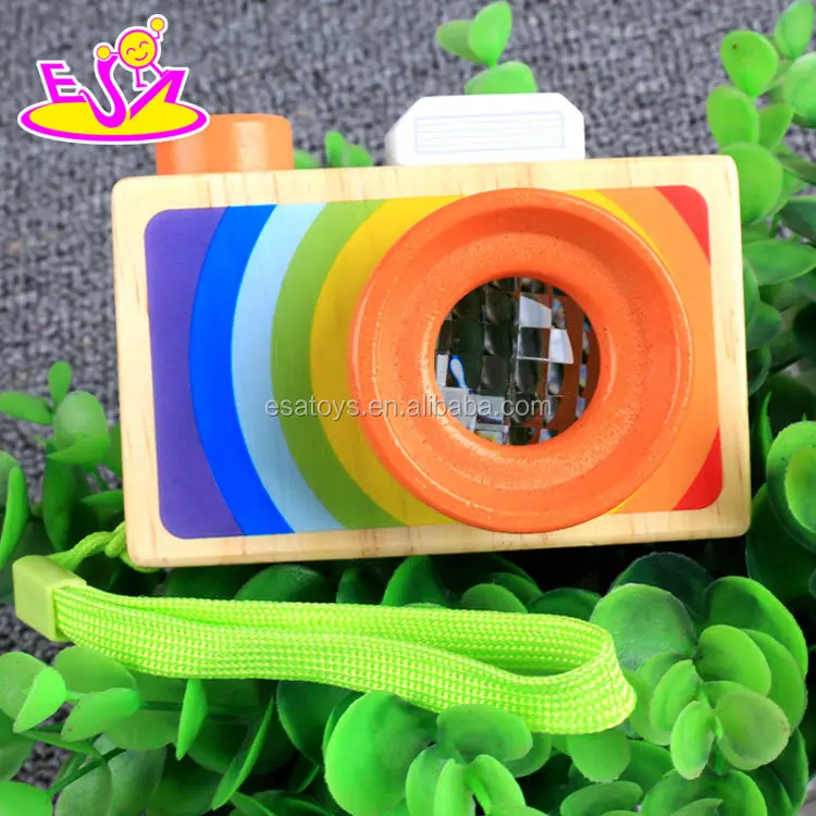 New hottest favorite colorful wooden kids toy camera with kaleidoscope W01A300